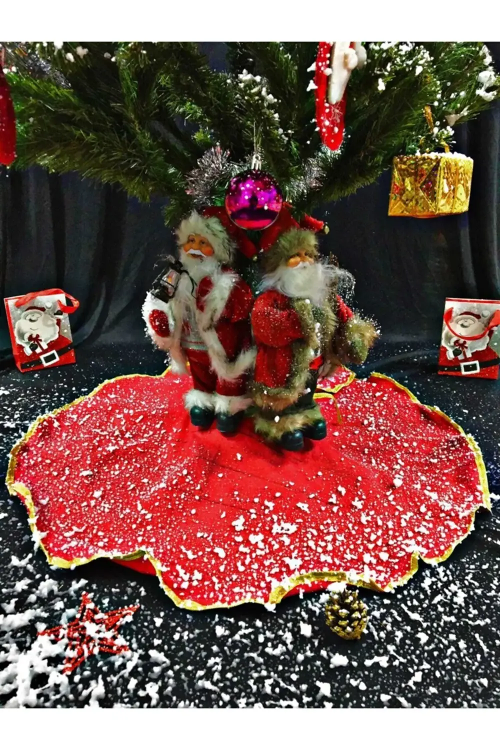 Yılbaşı Ağaç Altı Örtüsü Kırmızı 90*90 Yılbaşı Ağaç Altı Örtüsü N