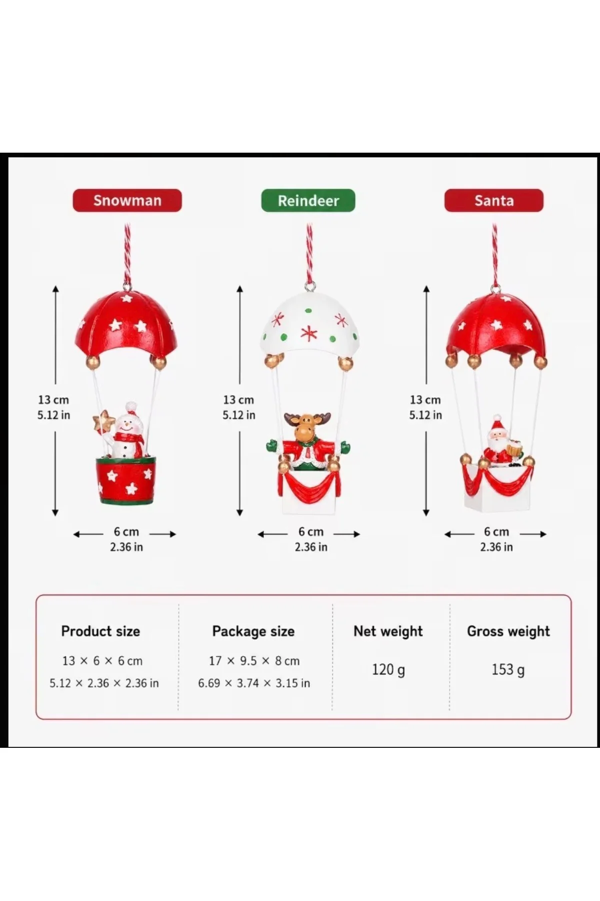 Yılbaşı Ağacı Süsü (13 cm) – Uçan Balonlu Noel Baba, Kardan Adam ve Geyik Figürlü Ağaç Süsü Seçenekleri 1 Adet Yılbaşı Ağacı Süsü (13 cm) – Uçan Balonlu Noel Baba, Kardan Adam ve Geyik Figürlü Ağaç Süsü Seçenekleri 1 Adet