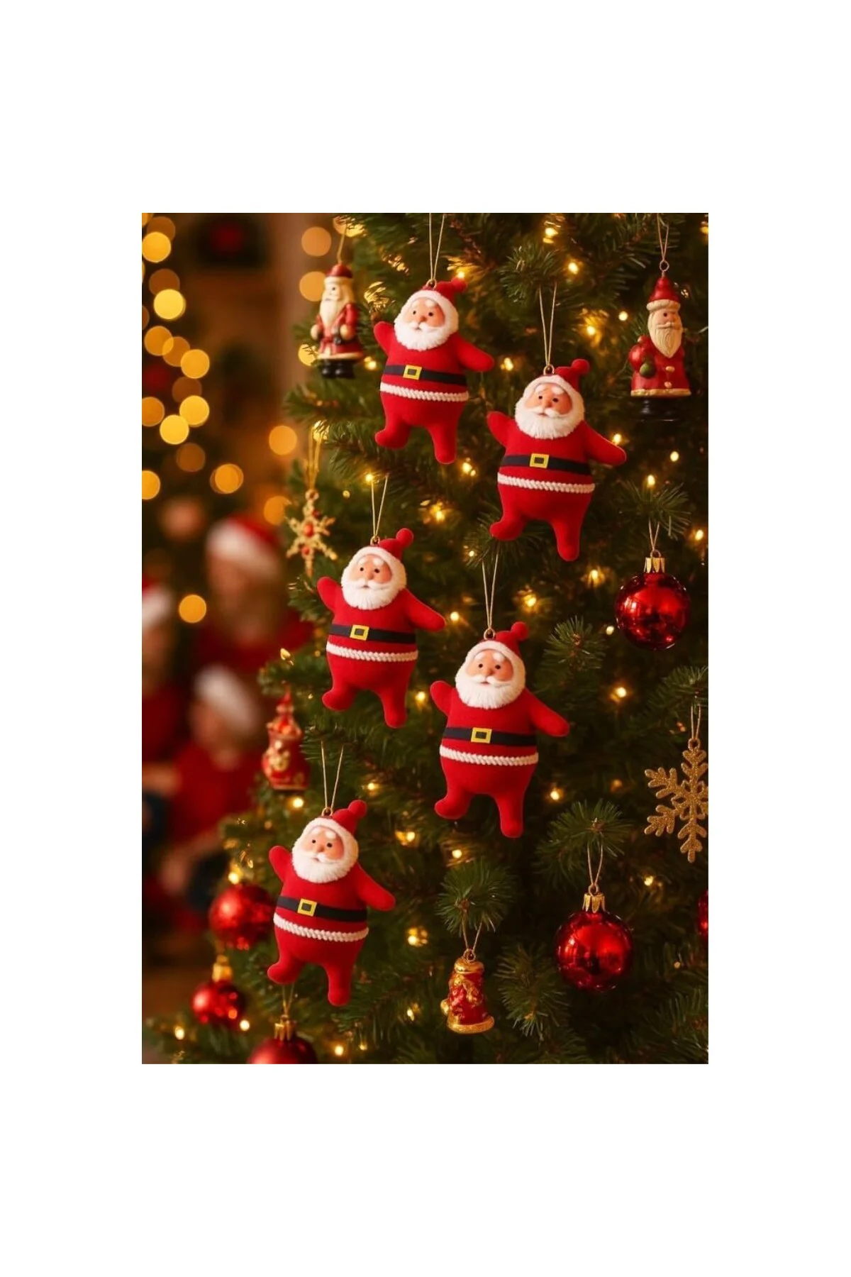 Yılbaşı Ağacı Süsü Mini Noel Baba 6'lı Set