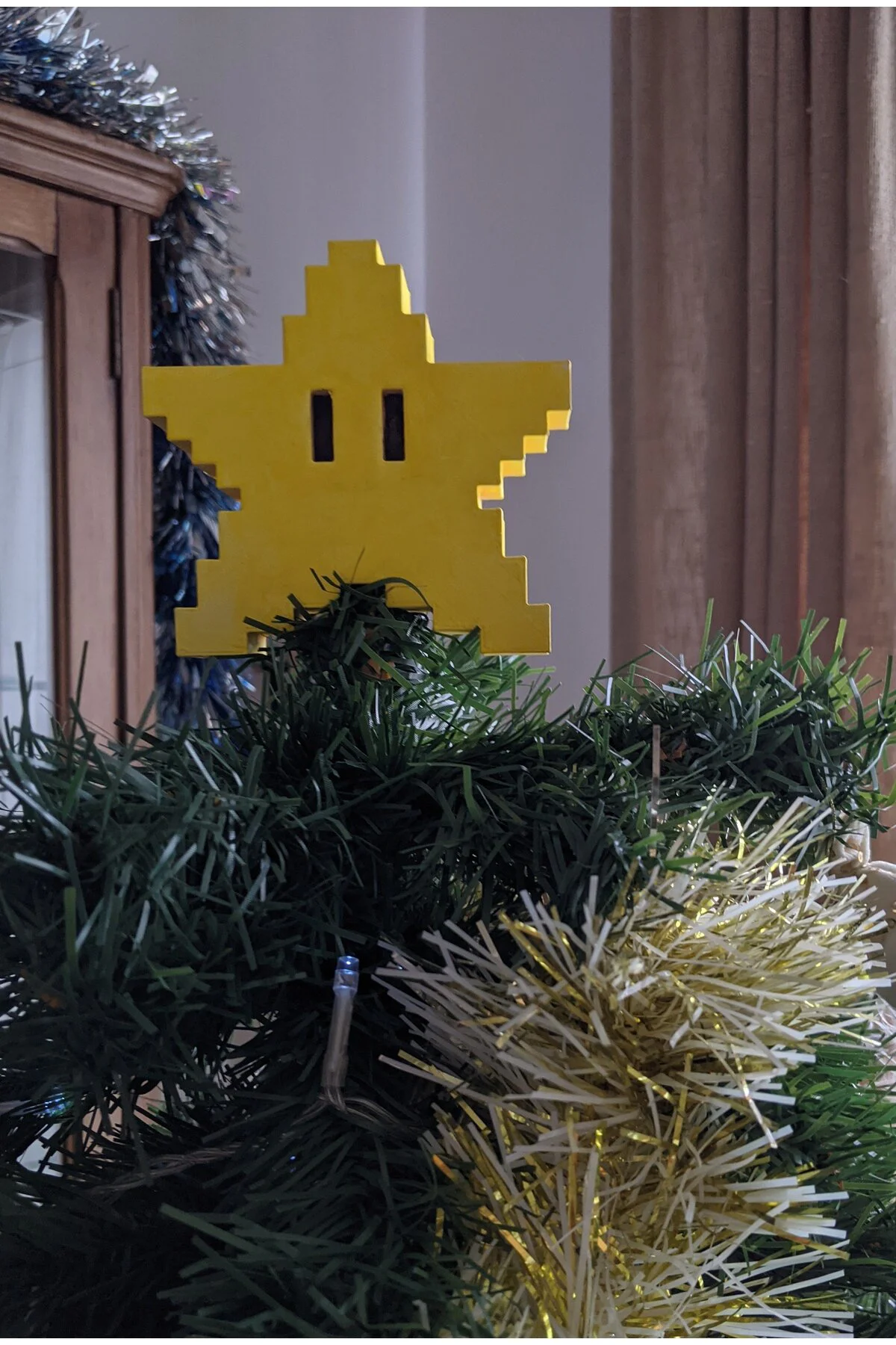Yılbaşı Ağacı Yıldızı Yılbaşı Süsü Süper Mario Pixel Yıldız 17CM