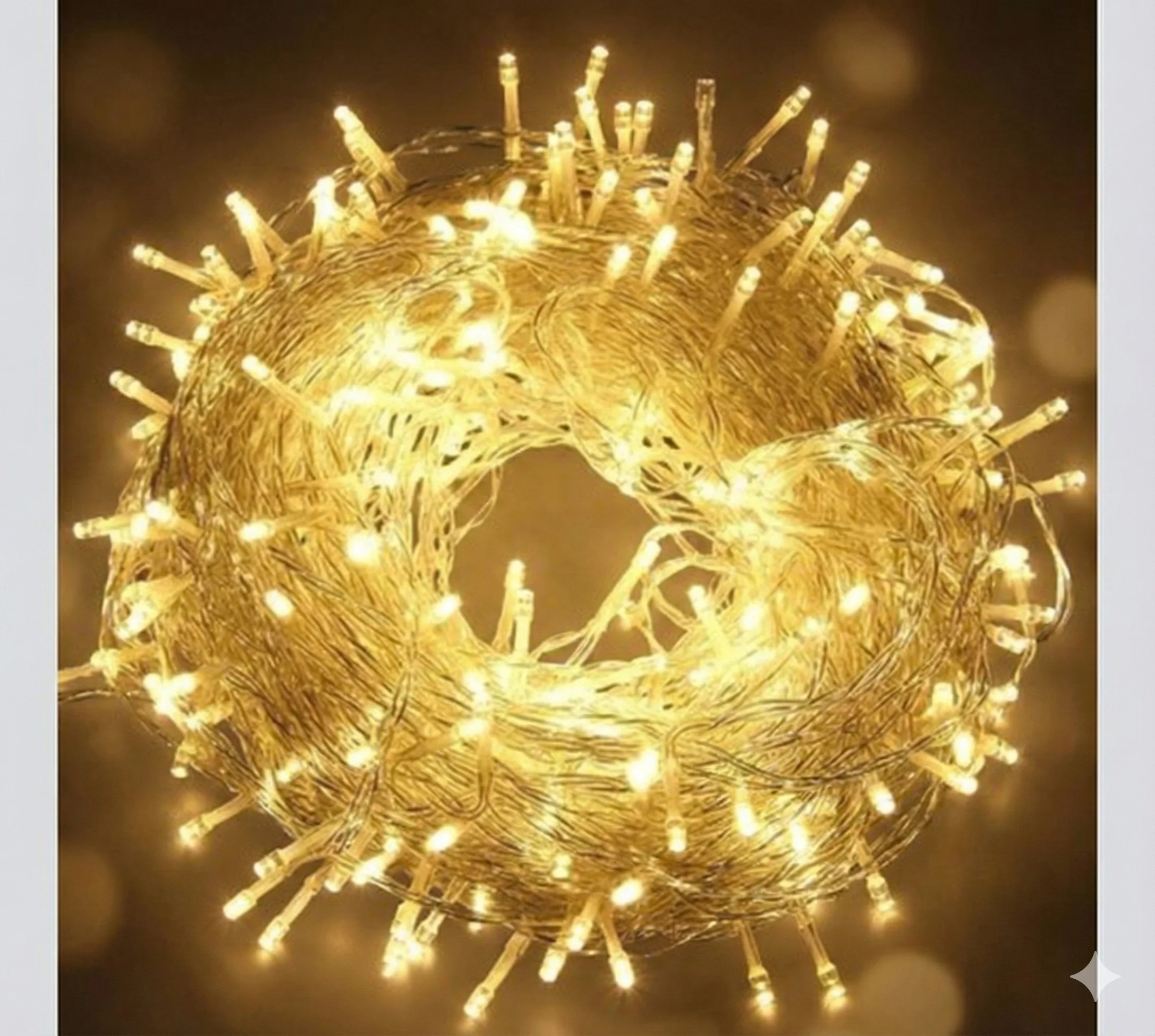 Yılbaşı Aydınlatması 100 LED Perde Hortum Sıcak Beyaz Işık - 10 Metre Dekoratif Şeffaf Kablolu Süs