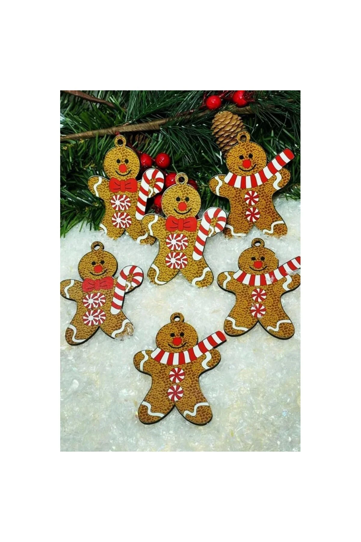 Yılbaşı Çam Ağacı Süsü Ginger 6 lı 10 cm