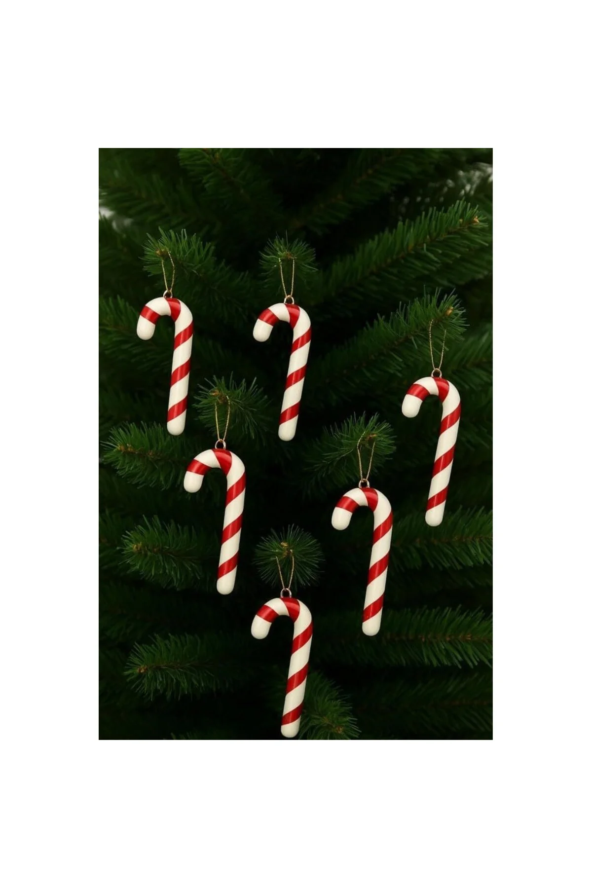 Yılbaşı Çam Ağacı Süsü Şeker Çubuğu 12 cm 6 lı