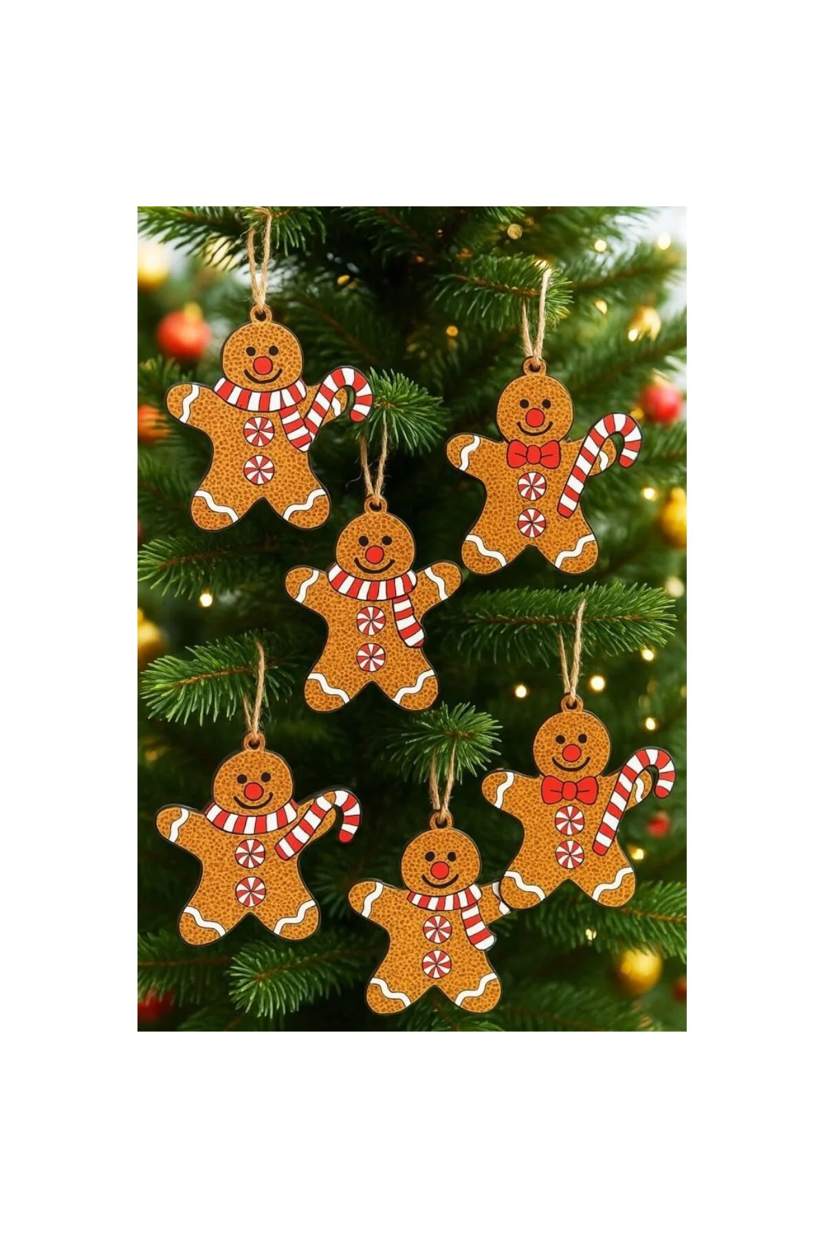 Yılbaşı Çam Ağacı Süsü Ginger 6 lı 10 cm