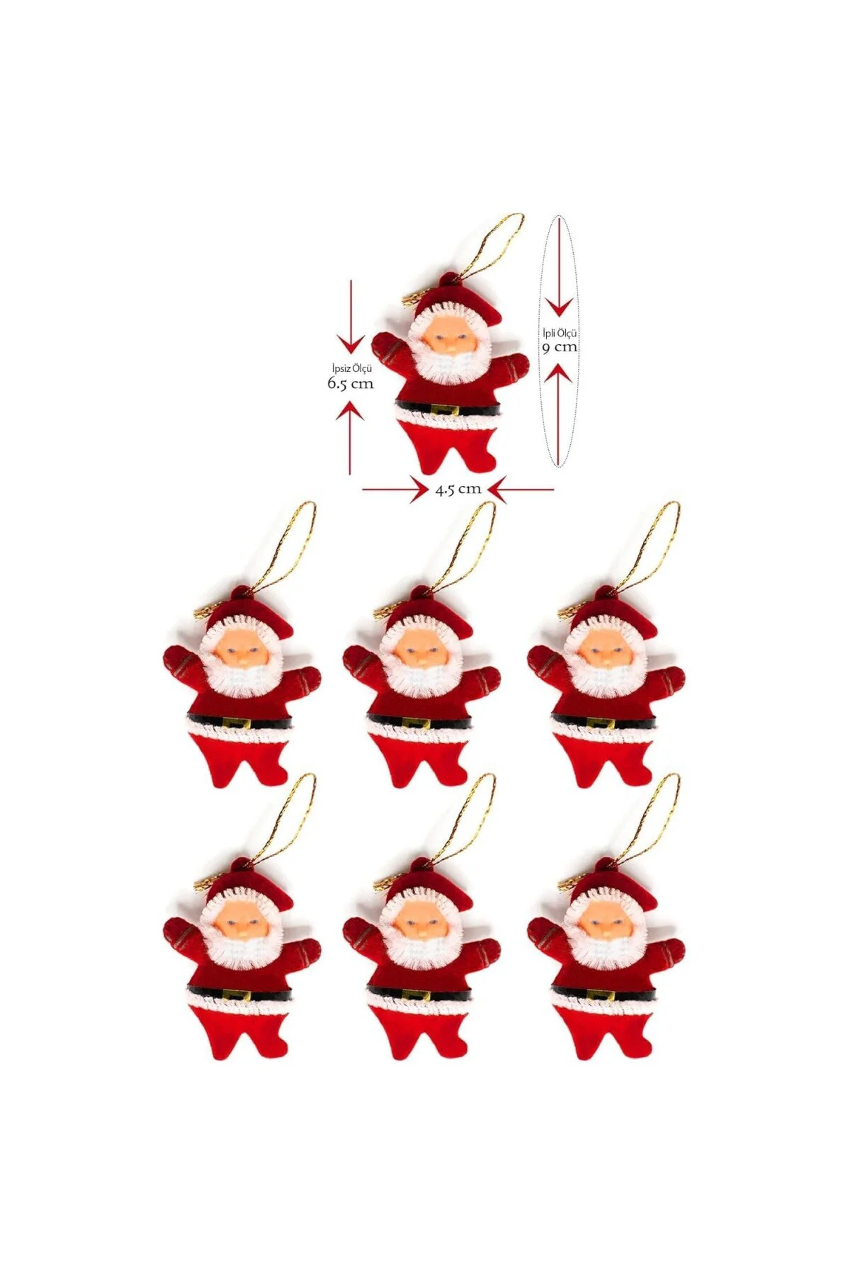 Yılbaşı Çam Ağacı Süsü Noel Baba 6'lı 6,5cm