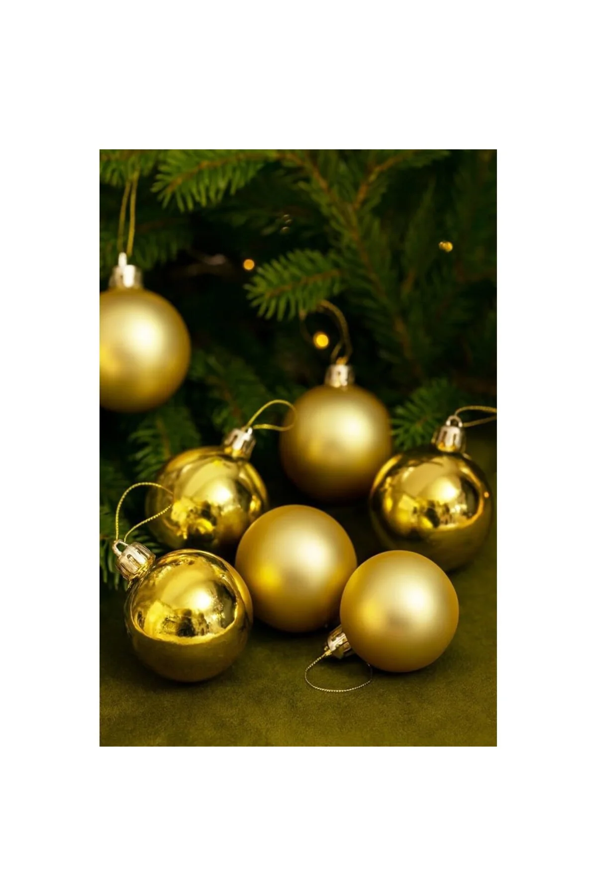 Yılbaşı Çam Ağacı Süsü Cici Top 6 cm 6 lı Gold