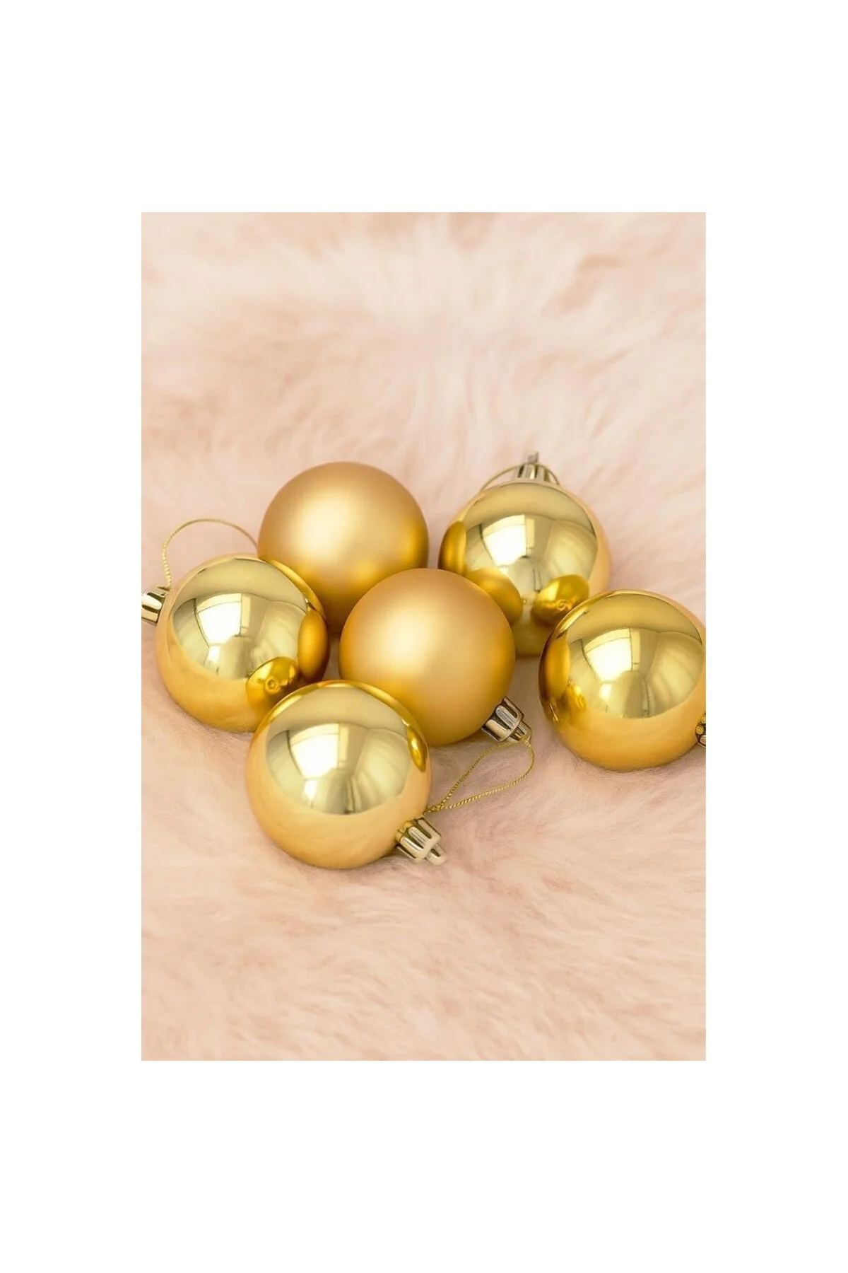 Yılbaşı Çam Ağacı Süsü Cici Top 6 cm 6 lı Gold