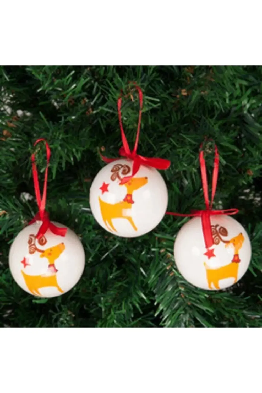 Yılbaşı Çam Ağacı Süsü Geyik Desenli Top 6 cm 1 Adet