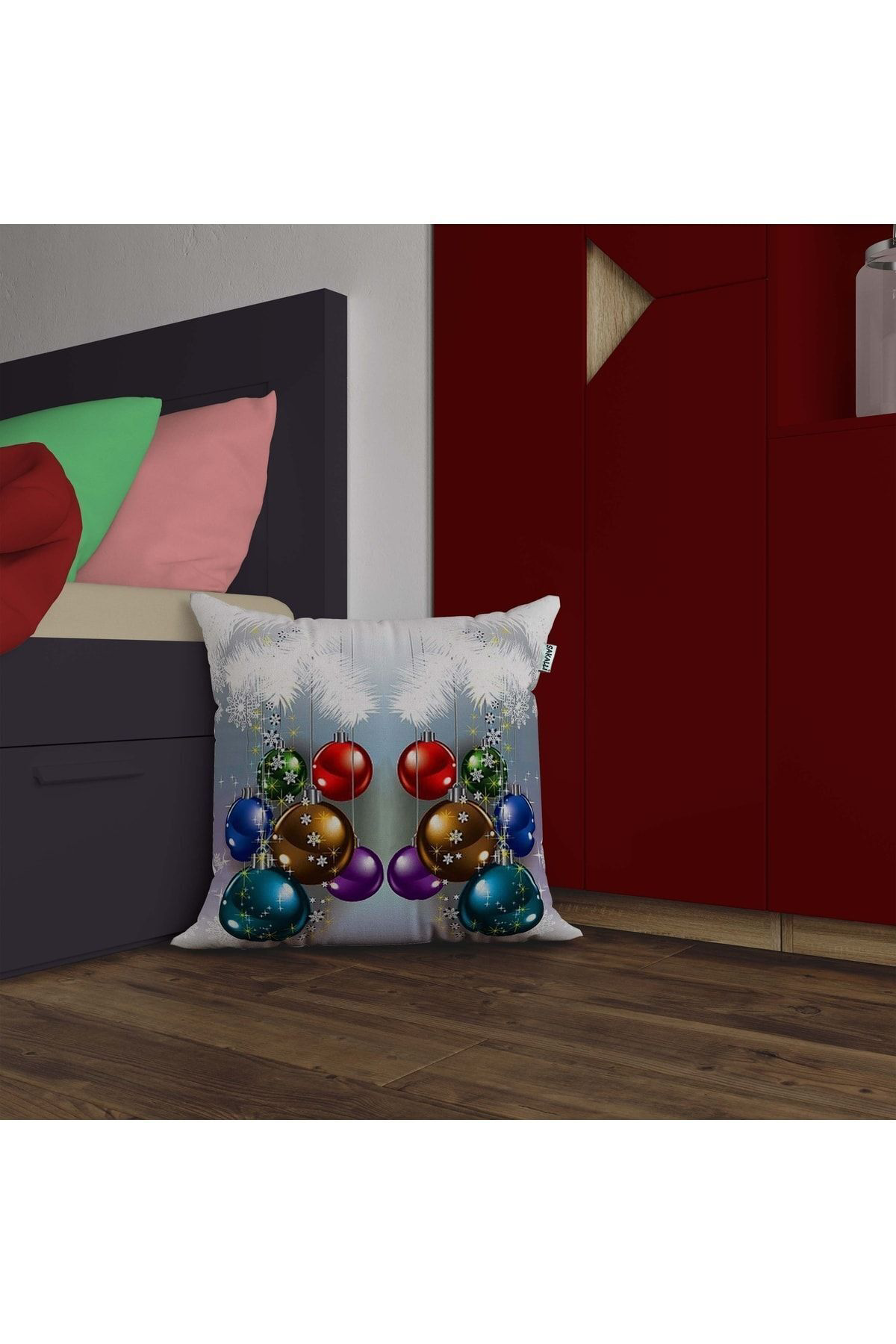 Sakallı Yılbaşı Desenli 3D Baskılı Kırlent