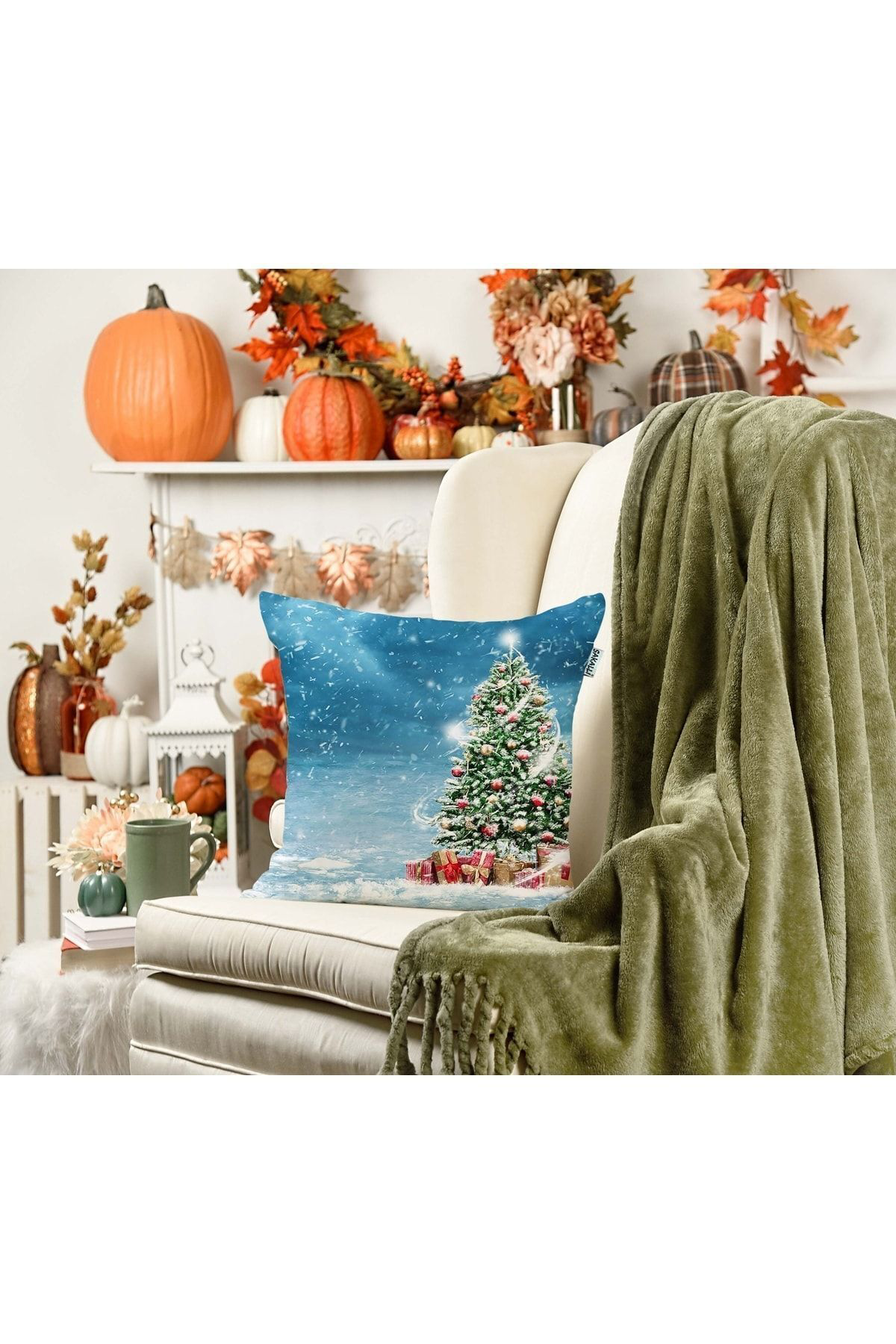 Yılbaşı Desenli 3d Baskılı Kırlent Kılıfı