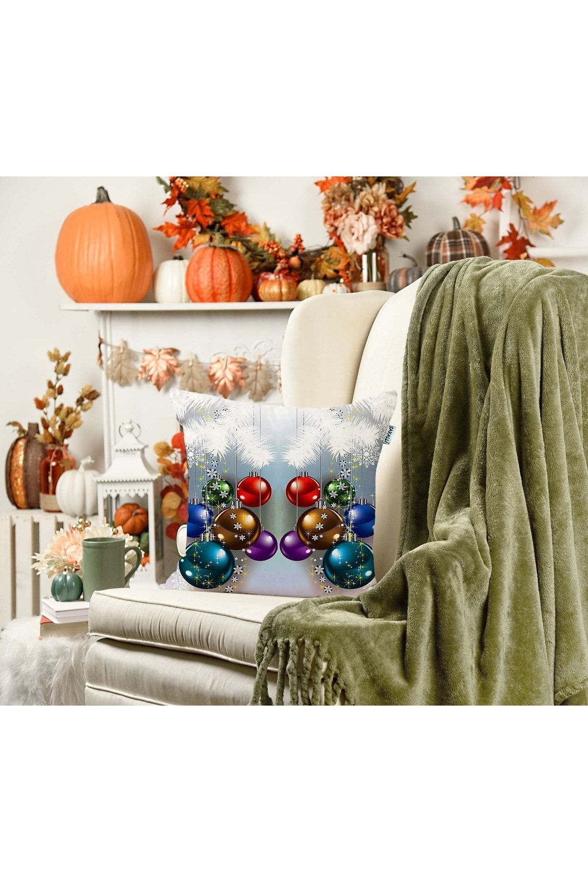 Sakallı Yılbaşı Desenli 3D Baskılı Kırlent