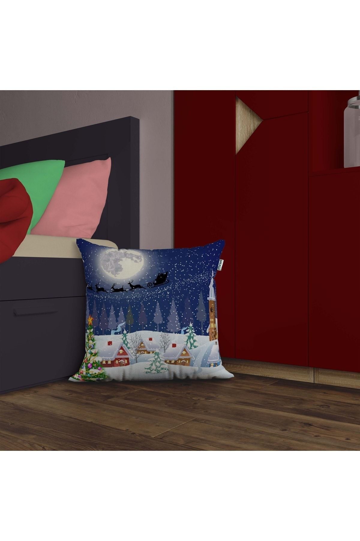 Yılbaşı Desenli 3d Baskılı Kırlent