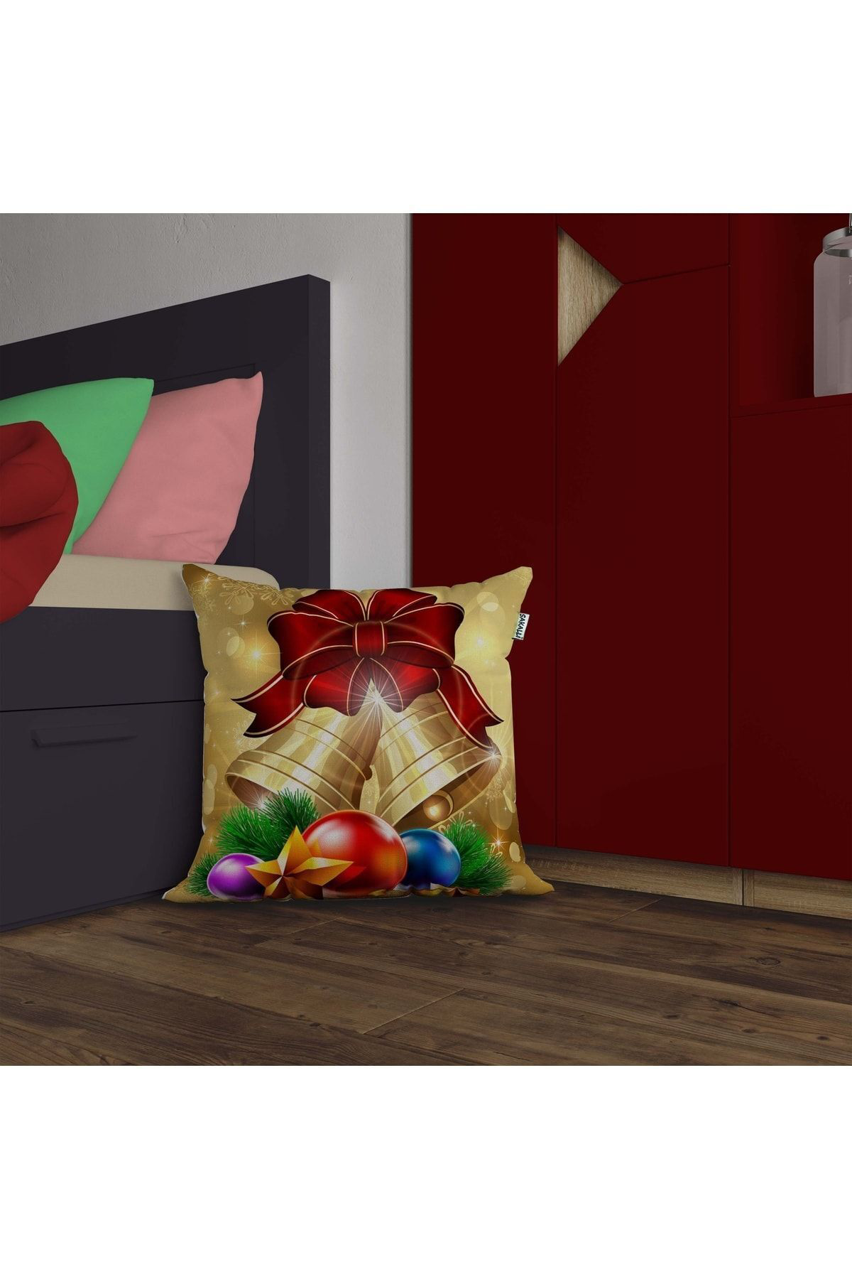 Yılbaşı Desenli 3d Digital Baskılı Kırlent Kılıfı