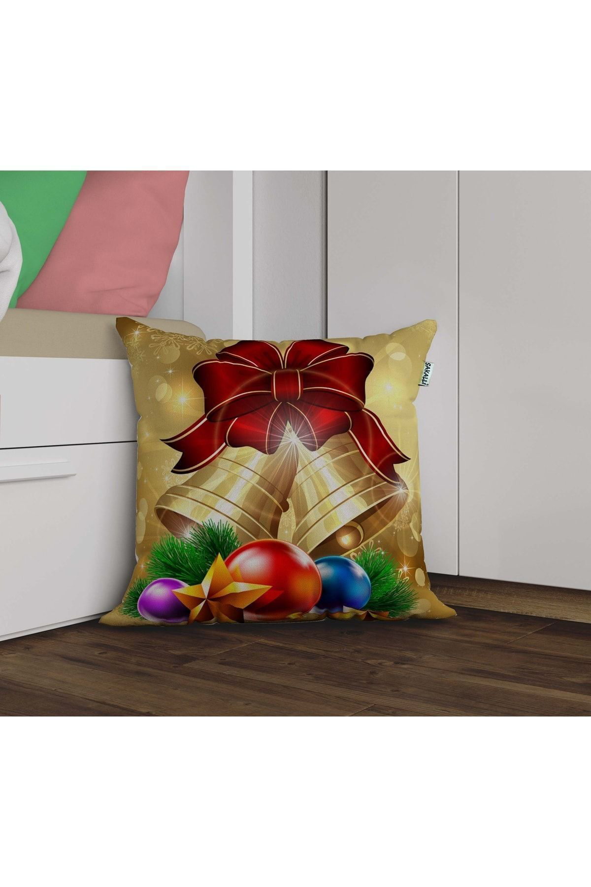 Yılbaşı Desenli 3d Digital Baskılı Kırlent Kılıfı