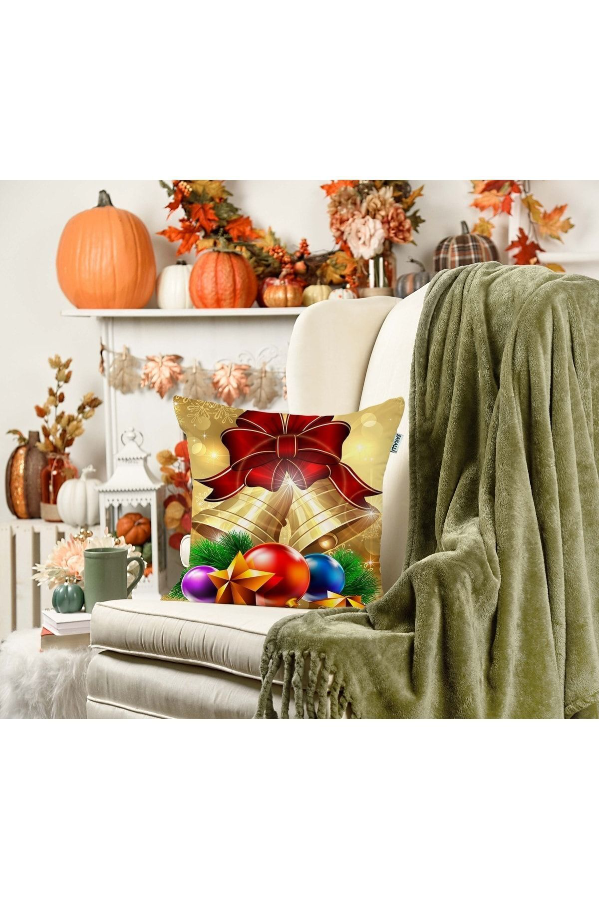 Yılbaşı Desenli 3d Digital Baskılı Kırlent Kılıfı