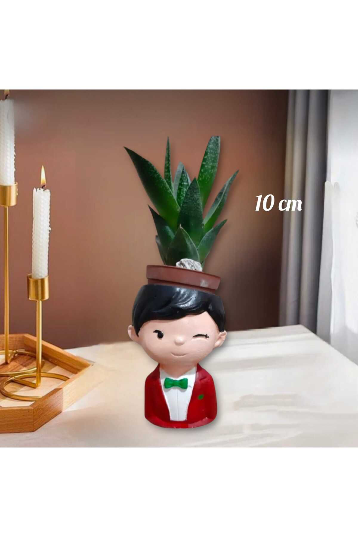 Yılbaşı Erkek Bebek Beton Saksı & Mumluk ( Dekoratif)