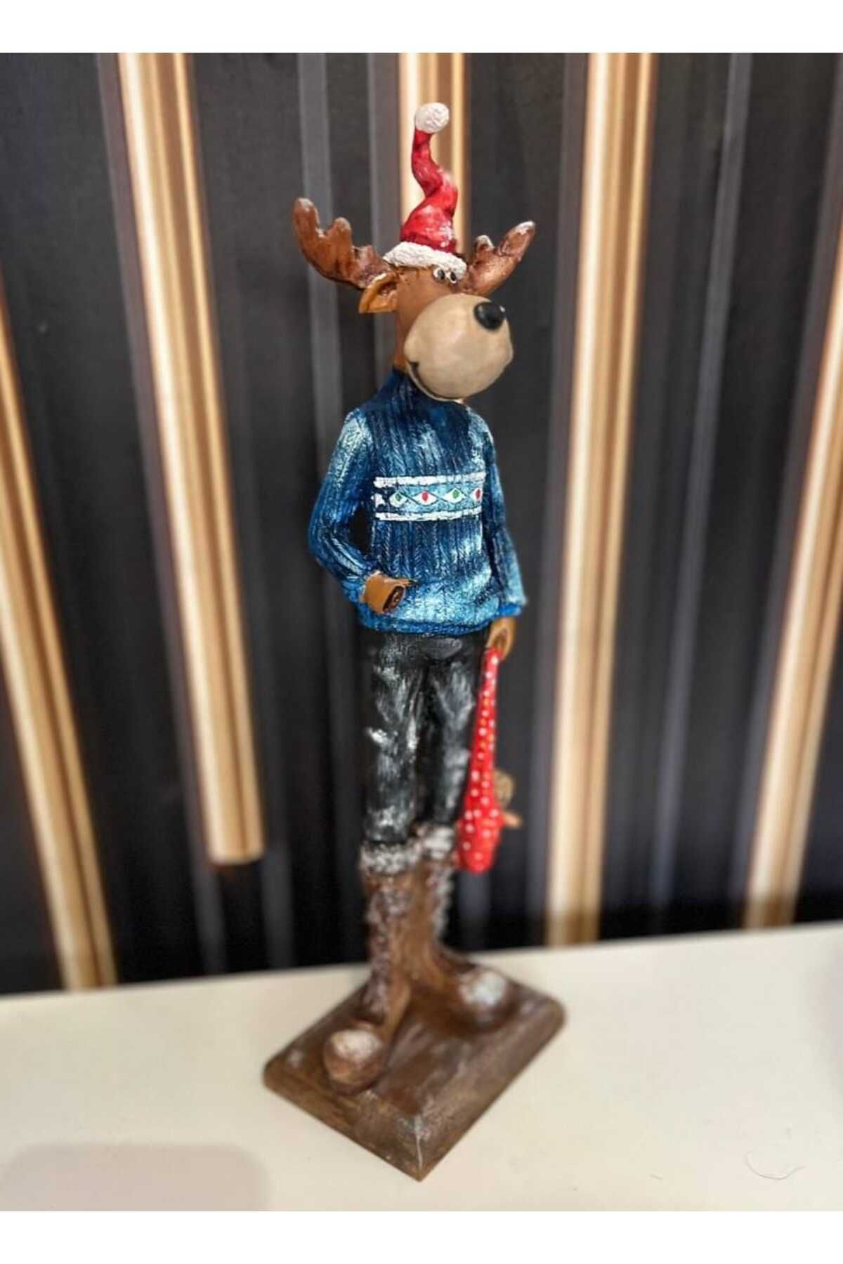 Yılbaşı Geyiği Polyester Dekoratif Ayaklı Biblo