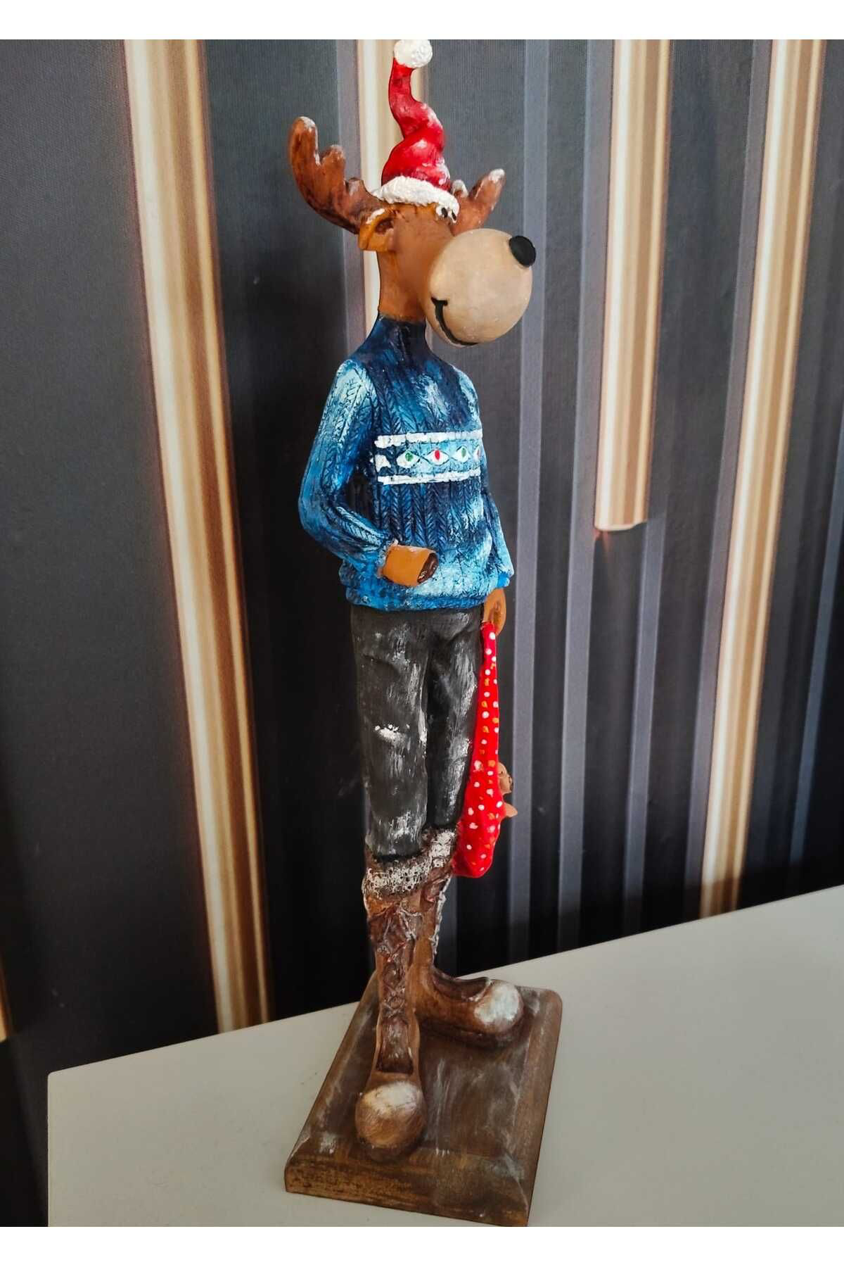 Yılbaşı Geyiği Polyester Dekoratif Ayaklı Biblo