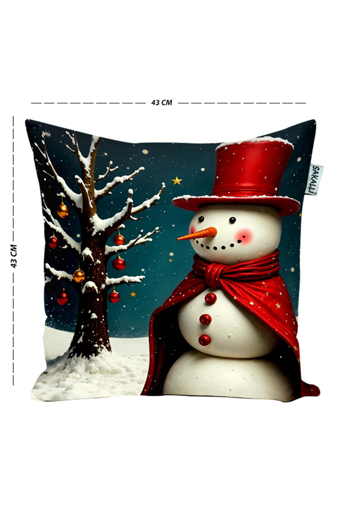 Sakallı Yılbaşı Temalı 2Li Kardan Adam Ve Noel Baba Desenli Kırmızı Beyaz