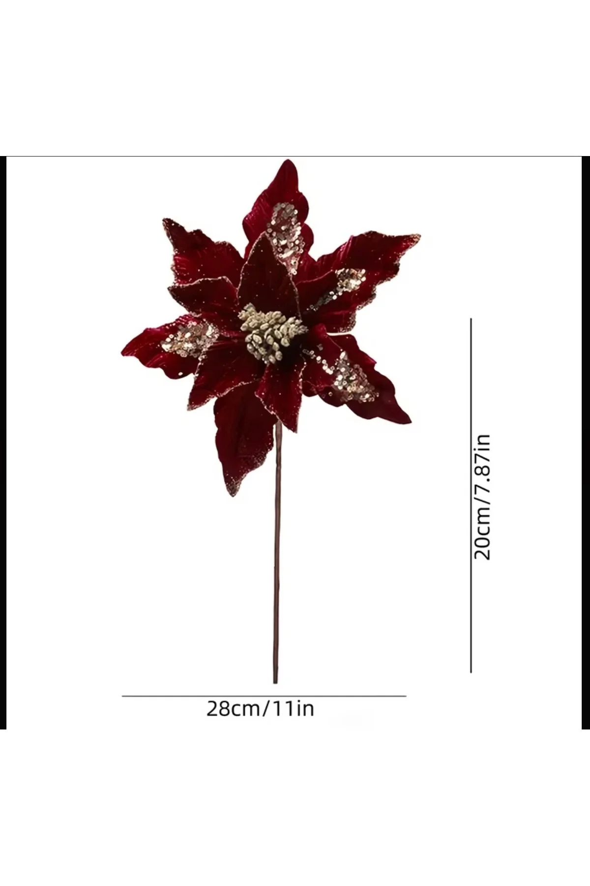 Yılbaşı Konseptli Bordo Kadife Ve Pullu Çiçek Dalı – Ağaç, Çelenk Ve Vazo Dekoru 28 cm Yılbaşı Konseptli Bordo Kadife Ve Pullu Çiçek Dalı – Ağaç, Çelenk Ve Vazo Dekoru 28 cm