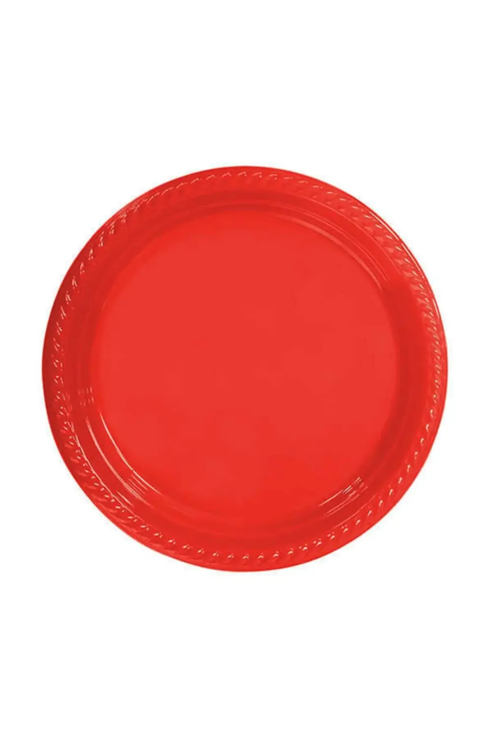 Yılbaşı Masası Için Tabak Plastik Yuvarlak 22 Cm Kırmızı
