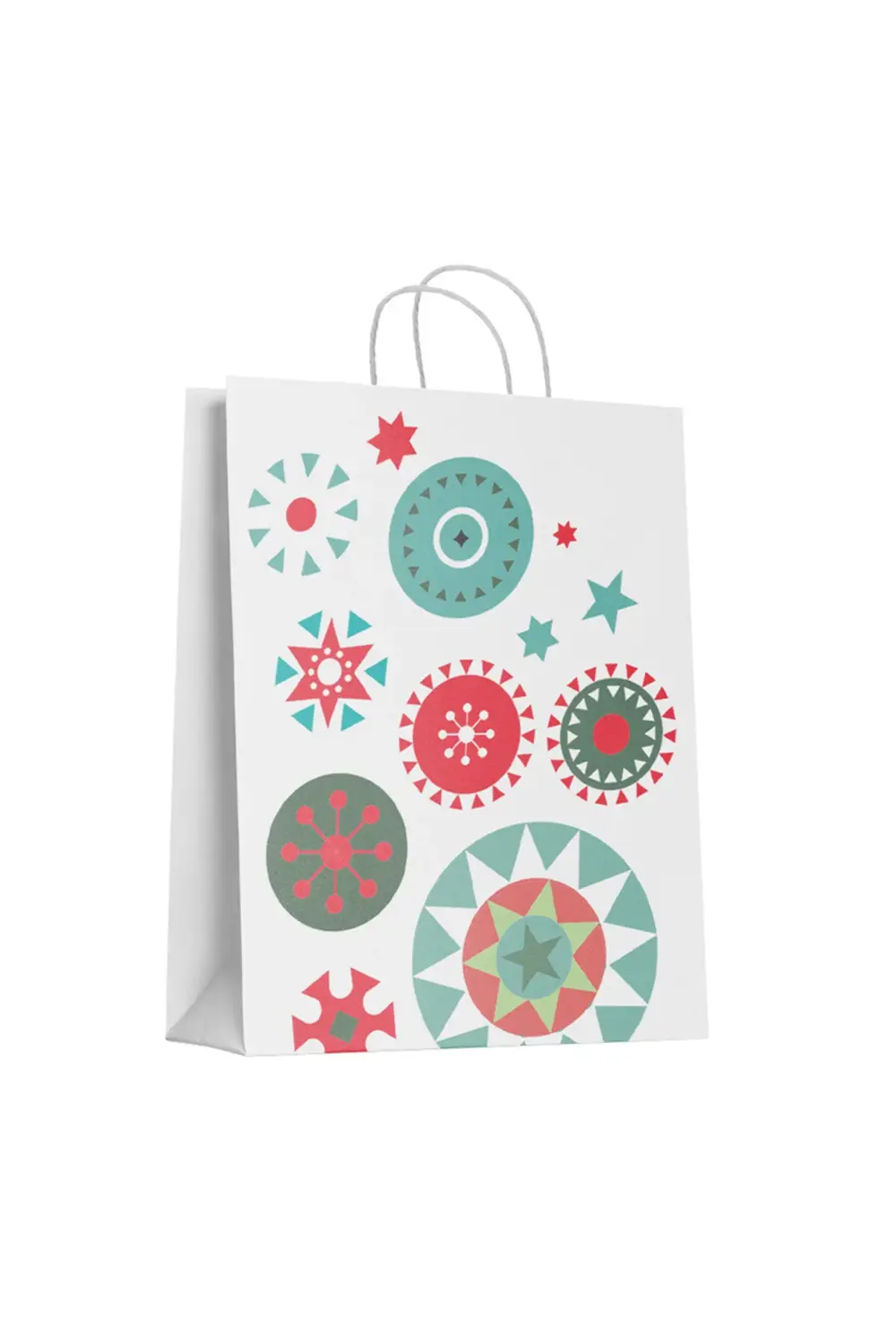 Yılbaşı Naturel Büküm Saplı Kraft Çanta 25x31 cm