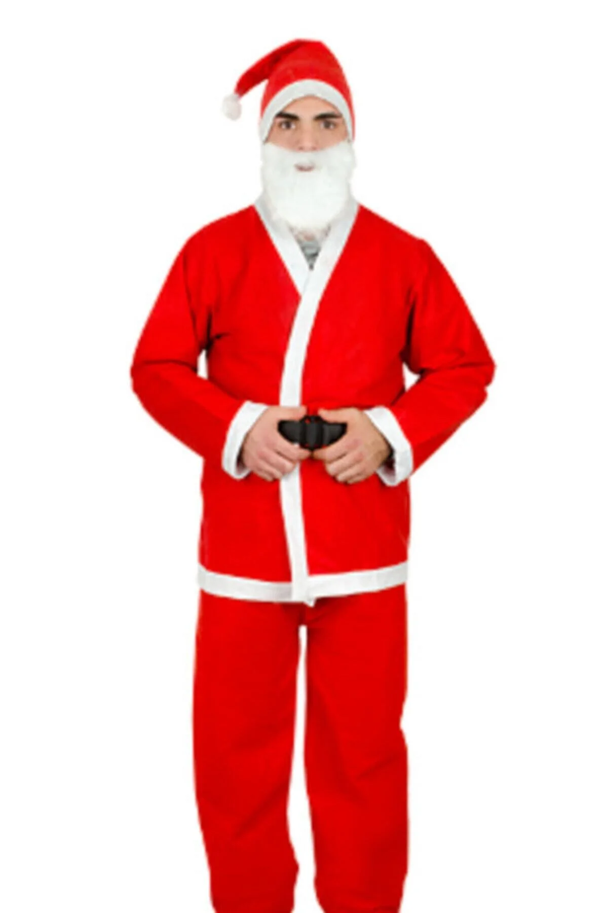 Yılbaşı Noel Baba Battal Boy Yetişkin Kostüm Lüks 4 Parça