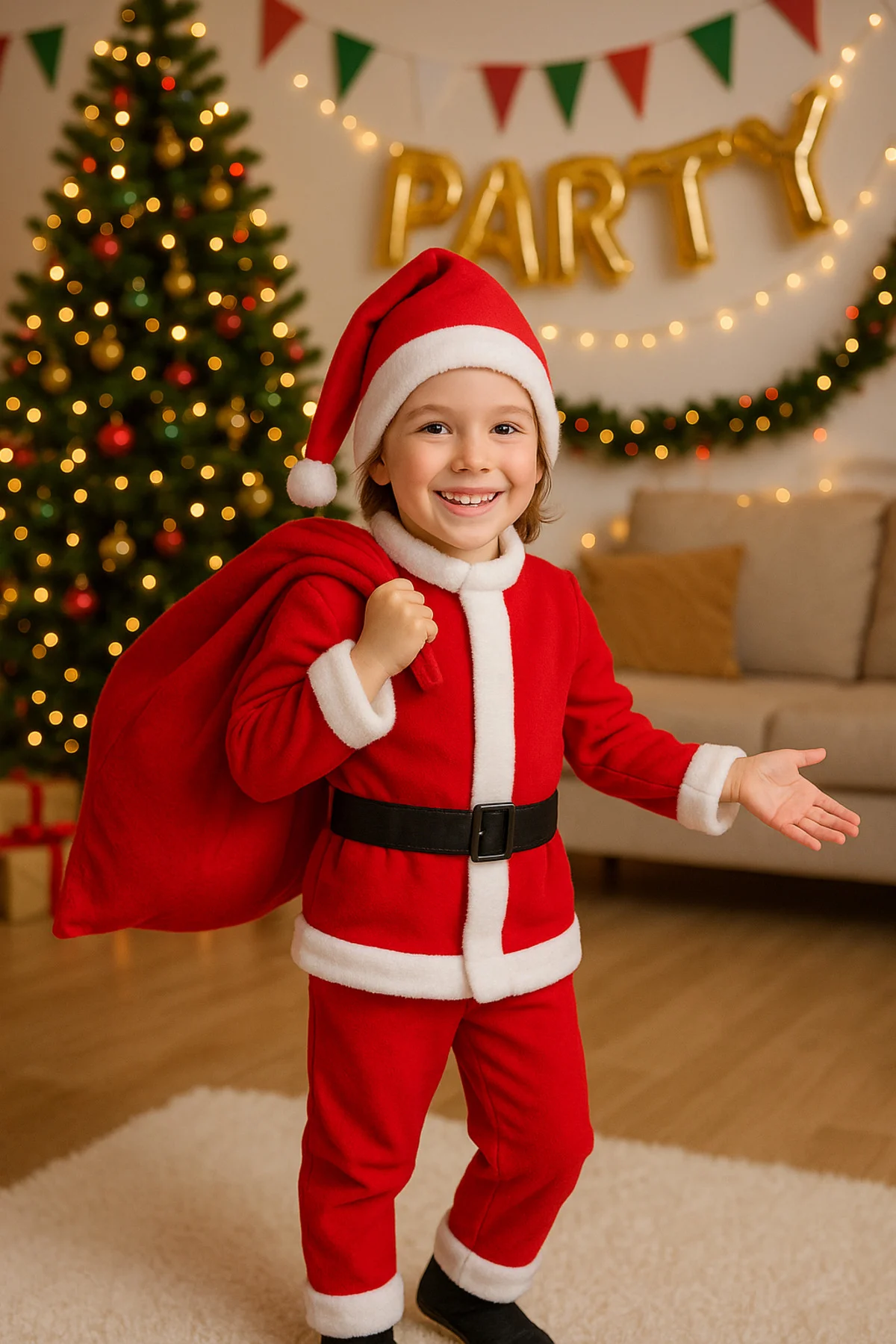 Yılbaşı Noel Baba Polar Hediye Çuvalı 60x75 Büzgü İpli Hediye Tor