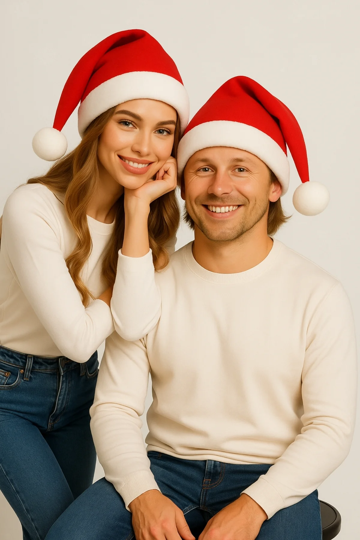 Yılbaşı Noel Şapkası Polar Kumaşlı Beyaz Ponponlu Kırmızı Parti K