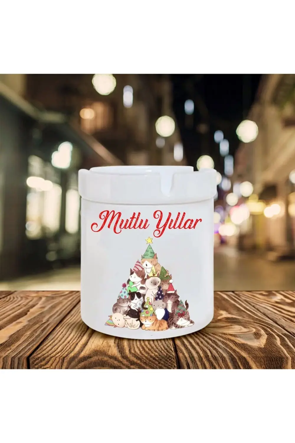 Yılbaşı Noel Temalı Baskılı Seramik Şık Küllük