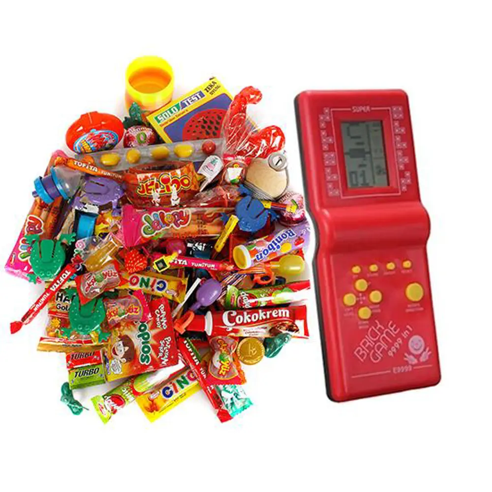 Yılbaşı Nostaljik Hediye Kutusu Kırmızı Tetrisli Büyük Boy 80'ler