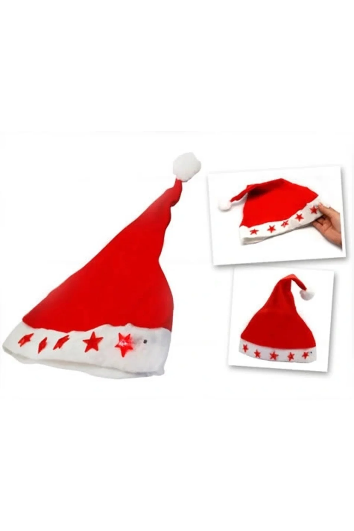 Yılbaşı Özel Işıklı Noel Baba Şapkası - Görsel 4