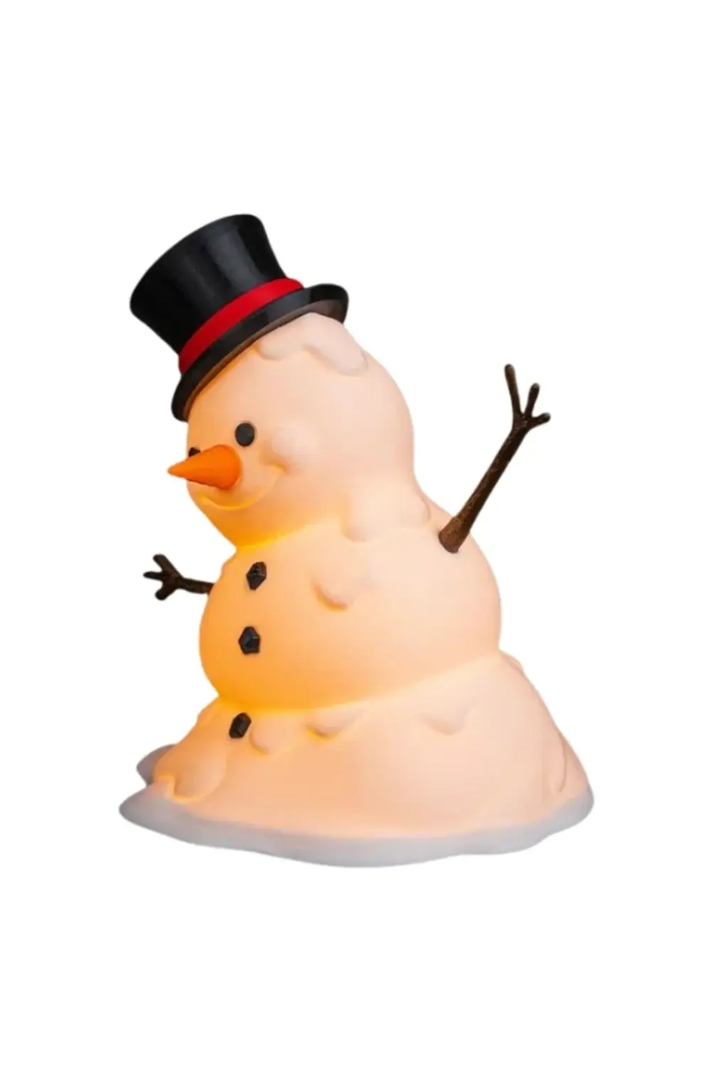 Yılbaşı Özel - Şapkalı Kardan Adam LED Mum Işığı Standı 19 cm - K