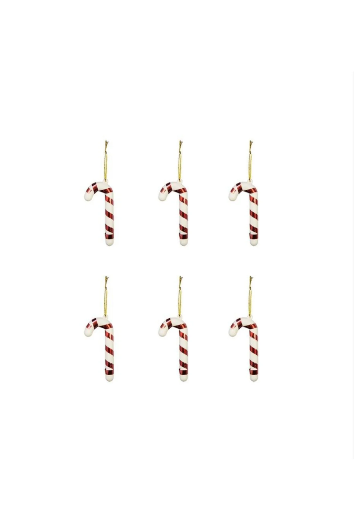 Yılbaşı Süsü 6'lı Mini Baston Kırmızı Beyaz 8 cm