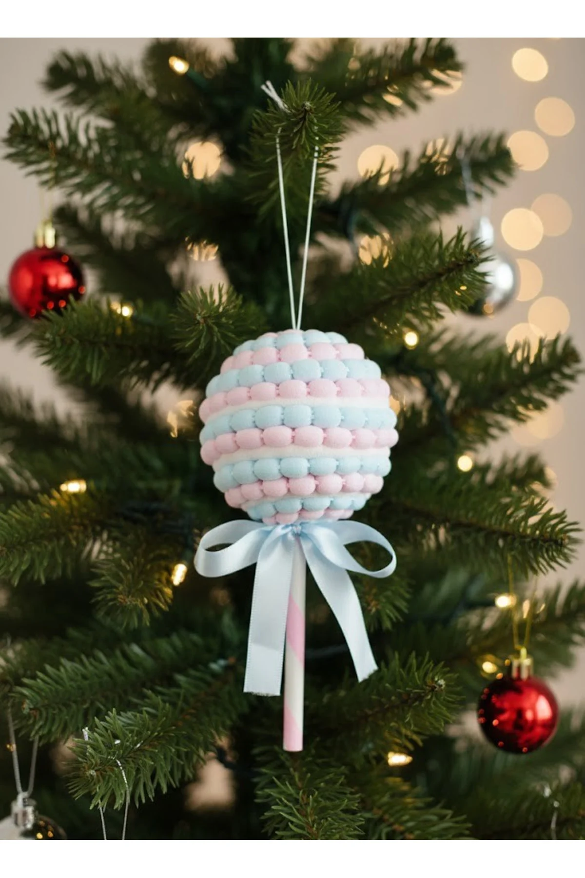Yılbaşı Süsü Candy Çubuklu Şeker Mavi Pembe 28 cm