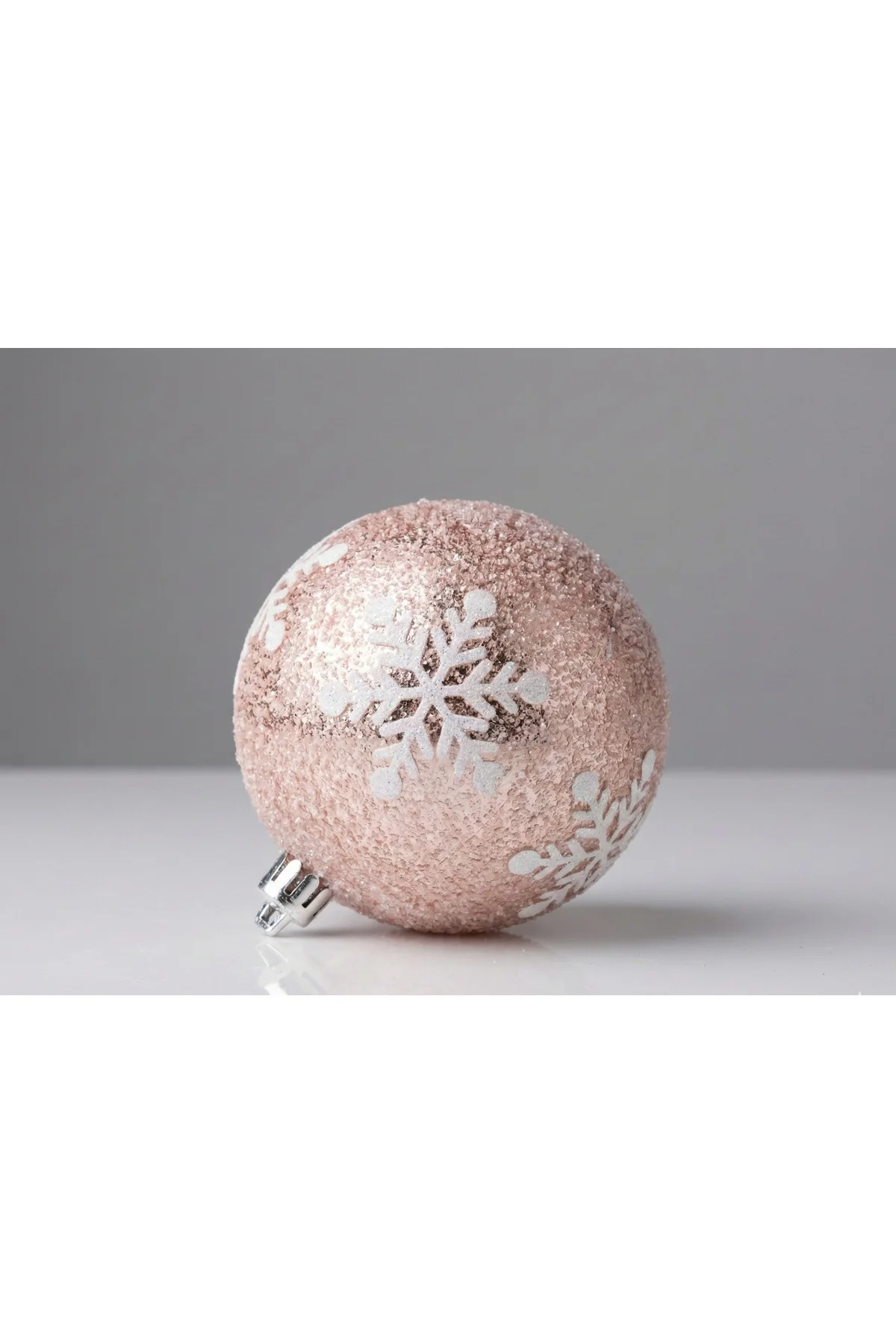 Yılbaşı Süsü Kar Taneli 2'li Top Pembe 10 cm