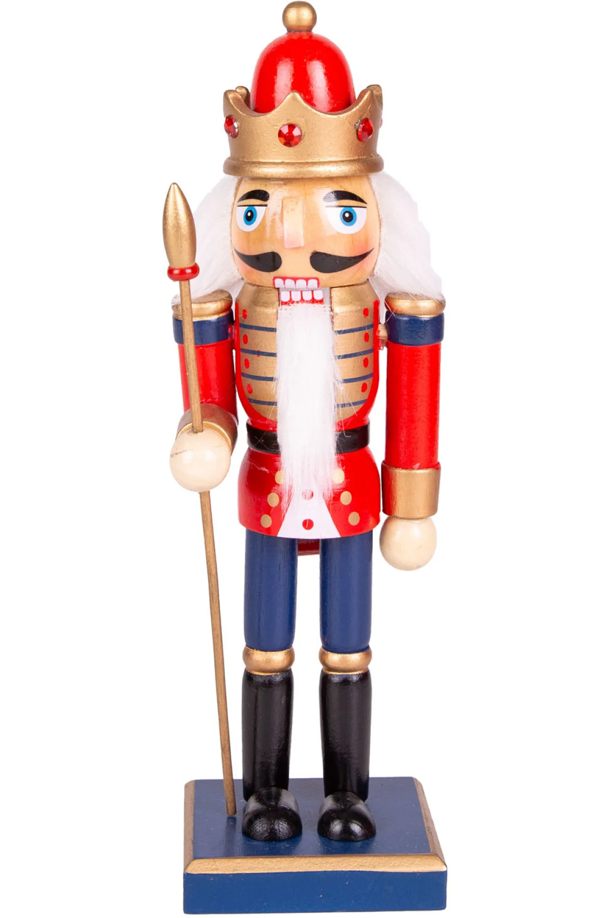 Yılbaşı Süsü Kurşun Asker Taçlı Fındıkkıran Kırmızı-Mavi 25 Cm.