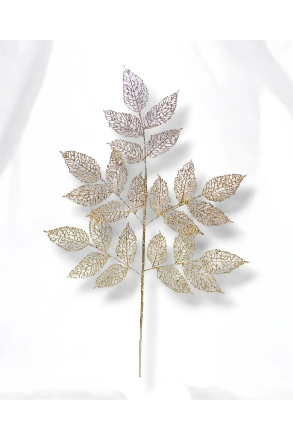 Yılbaşı Süsü Simli Dantel Yaprak Bronz 86 cm