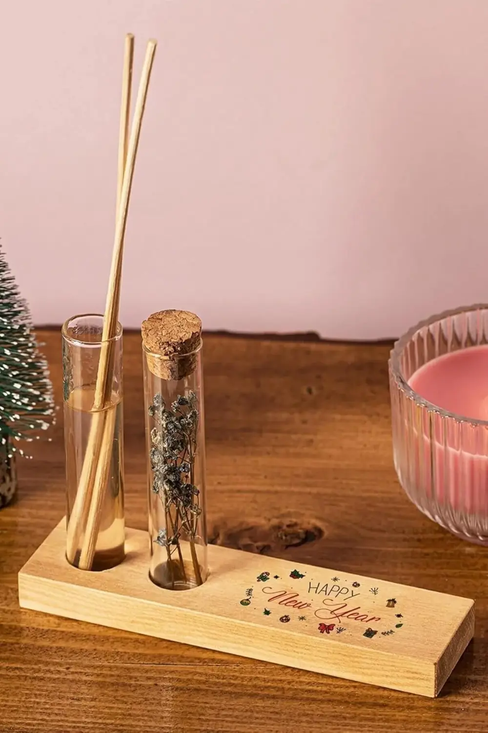 Yılbaşı Tasarımlı Dekoratif Set - Bambu Oda Kokusu Şişesi 1185222