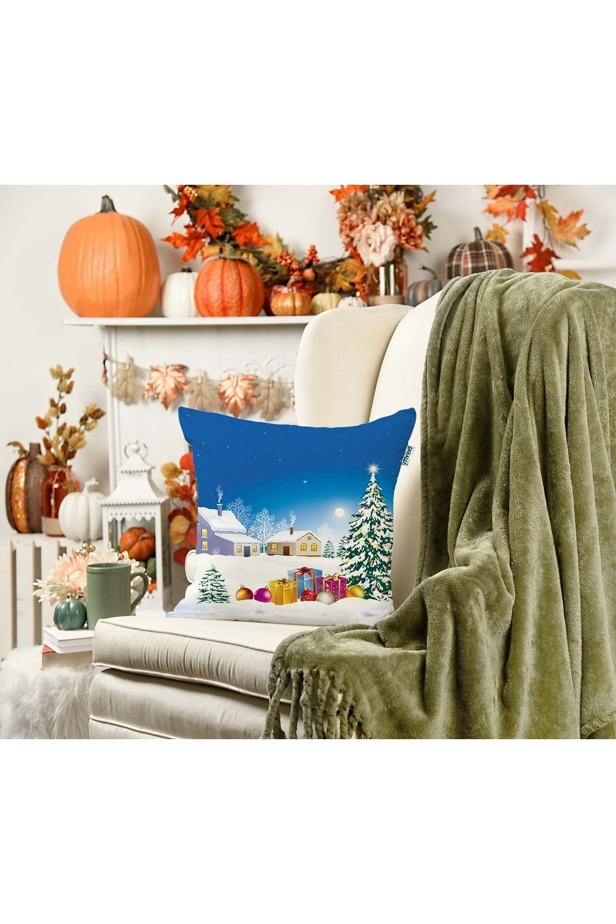 Yılbaşı Temalı 3d Baskılı Dekoratif Kırlent Kılıfı