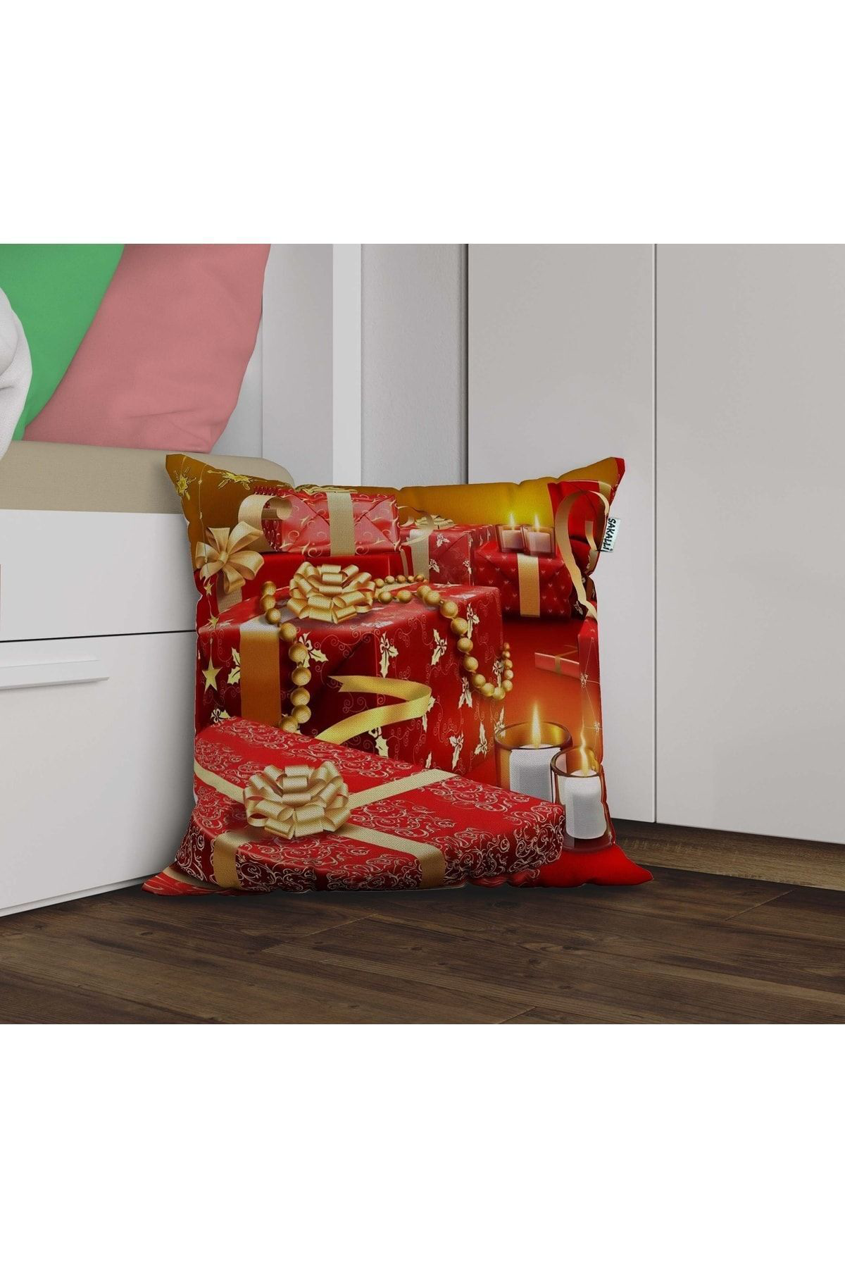 Yılbaşı Temalı 3d Baskılı Dekoratif Kırlent Kılıfı