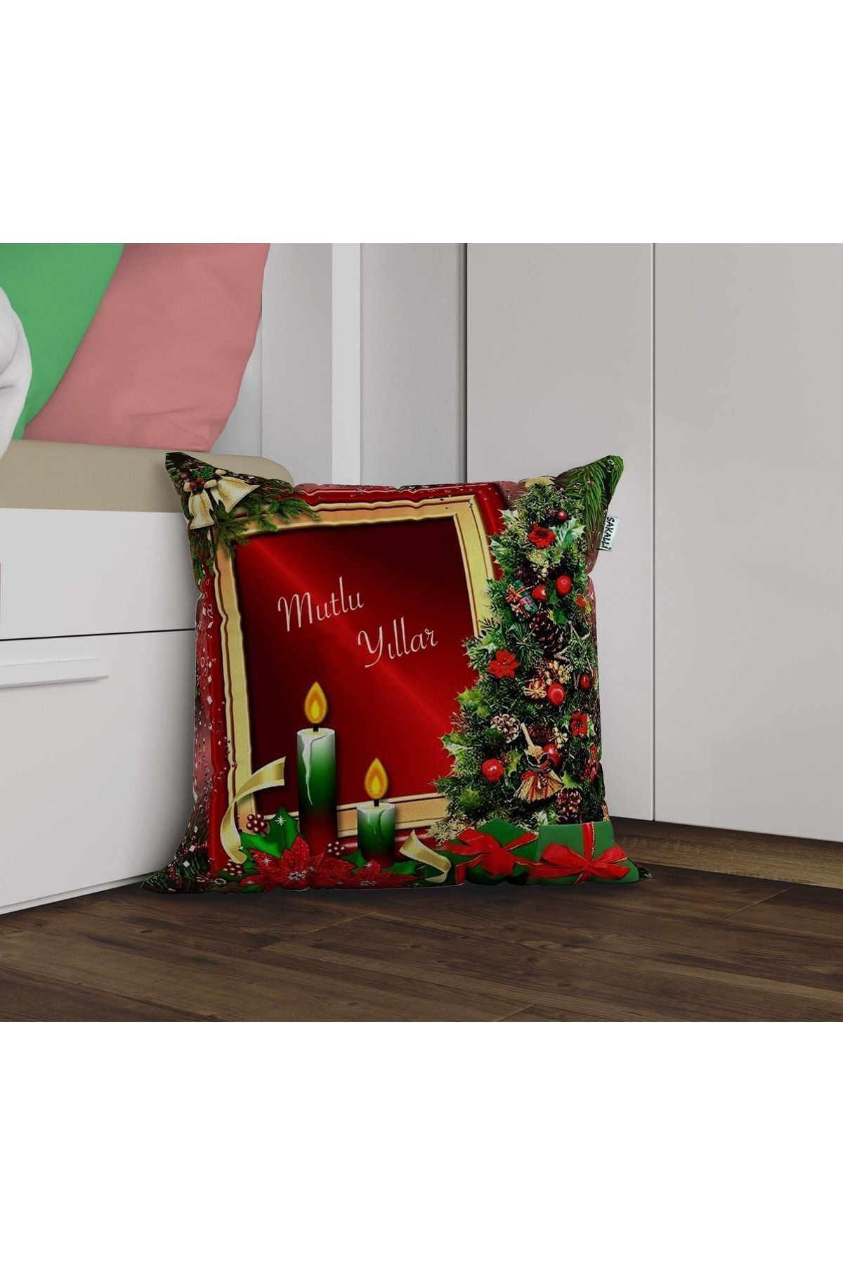 Yılbaşı Temalı 3d Baskılı Dekoratif Kırlent Kılıfı