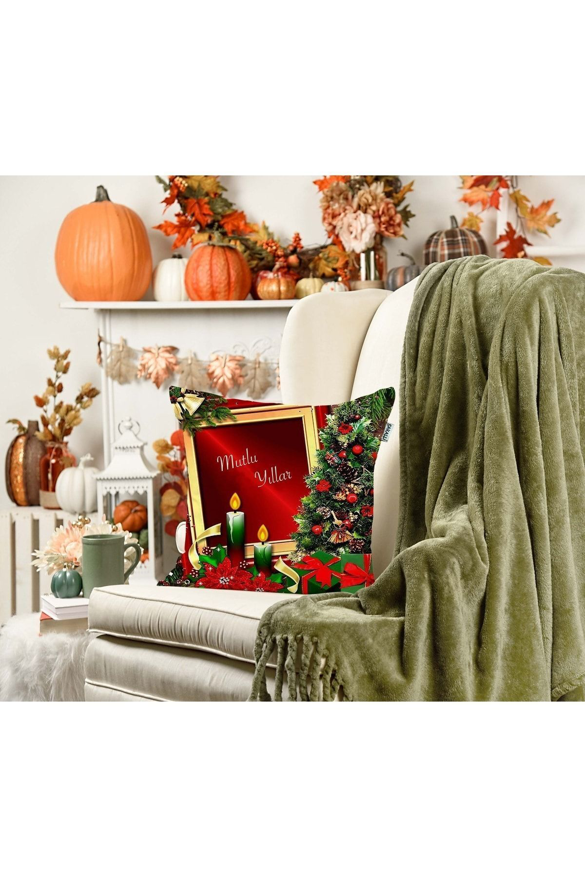 Yılbaşı Temalı 3d Baskılı Dekoratif Kırlent Kılıfı