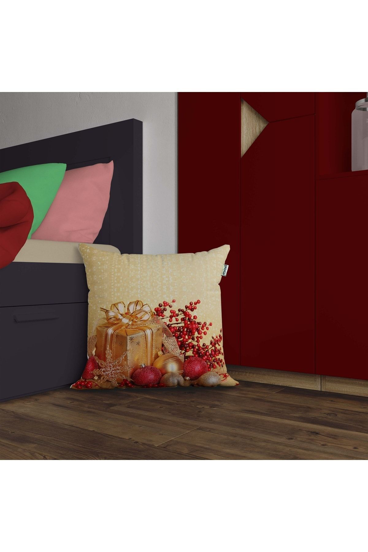 Yılbaşı Temalı 3d Baskılı Dekoratif Kırlent Kılıfı