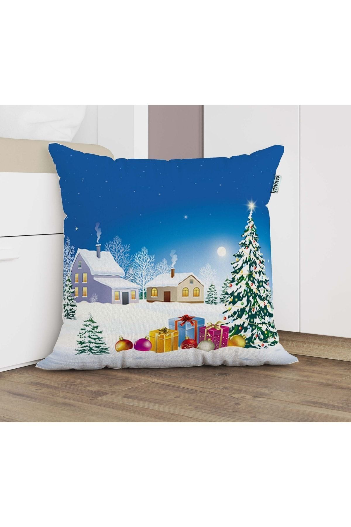 Yılbaşı Temalı 3d Baskılı Dekoratif Kırlent Kılıfı