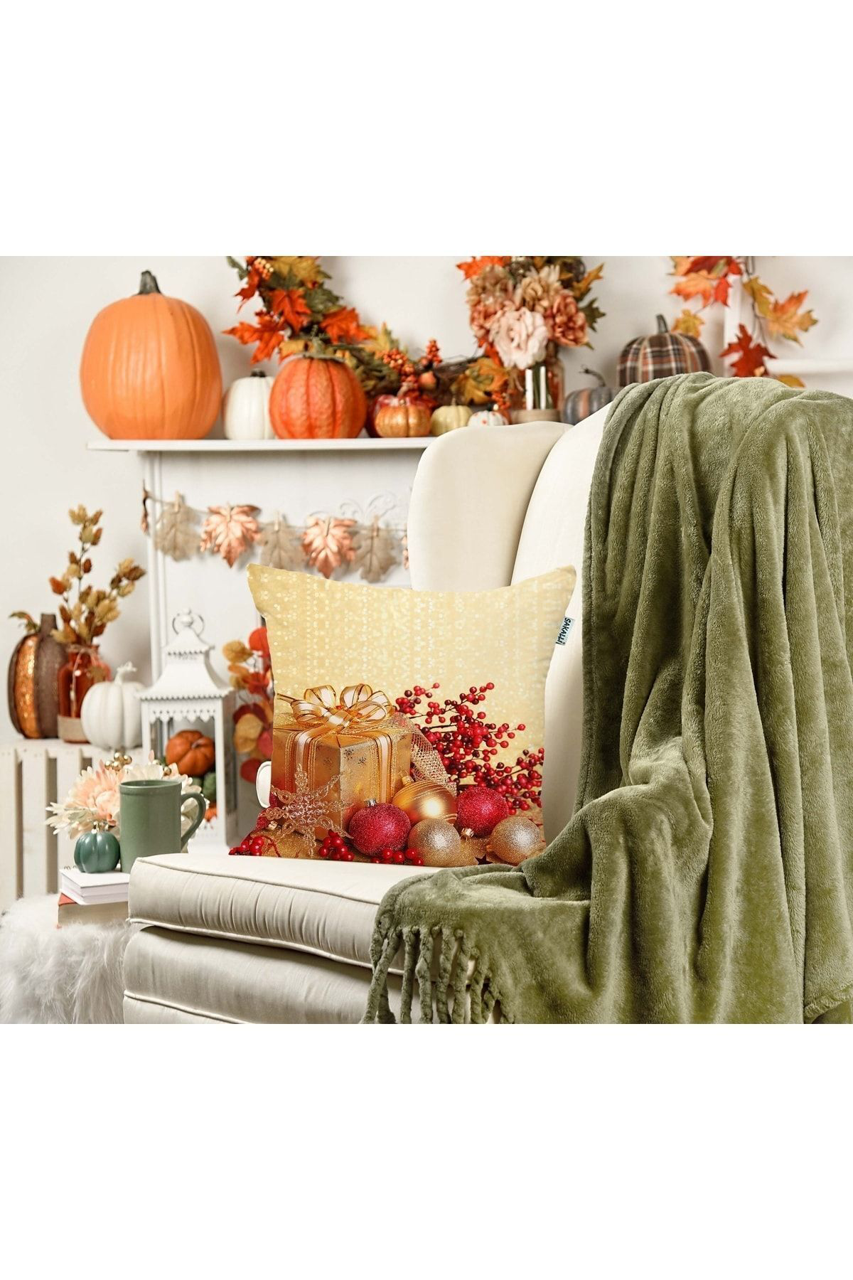 Yılbaşı Temalı 3d Baskılı Dekoratif Kırlent Kılıfı