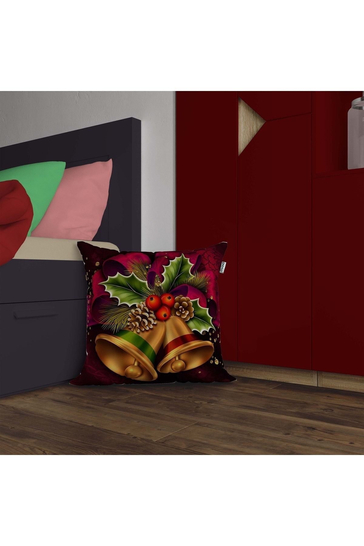 Yılbaşı Temalı 3d Baskılı Dekoratif Kırlent Kılıfı