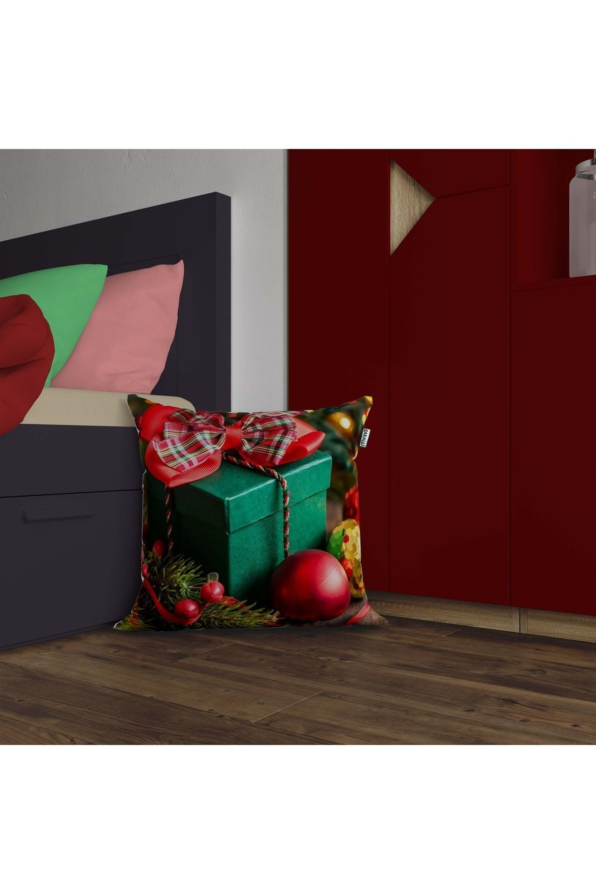 Yılbaşı Temalı 3d Baskılı Dekoratif Kırlent Kılıfı