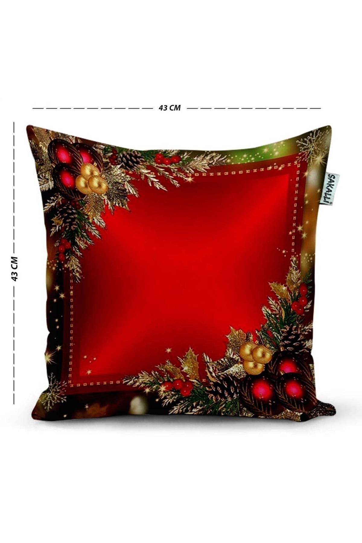 Sakallı Yılbaşı Temalı 3D Baskılı Dekoratif Kırlent Kılıfı