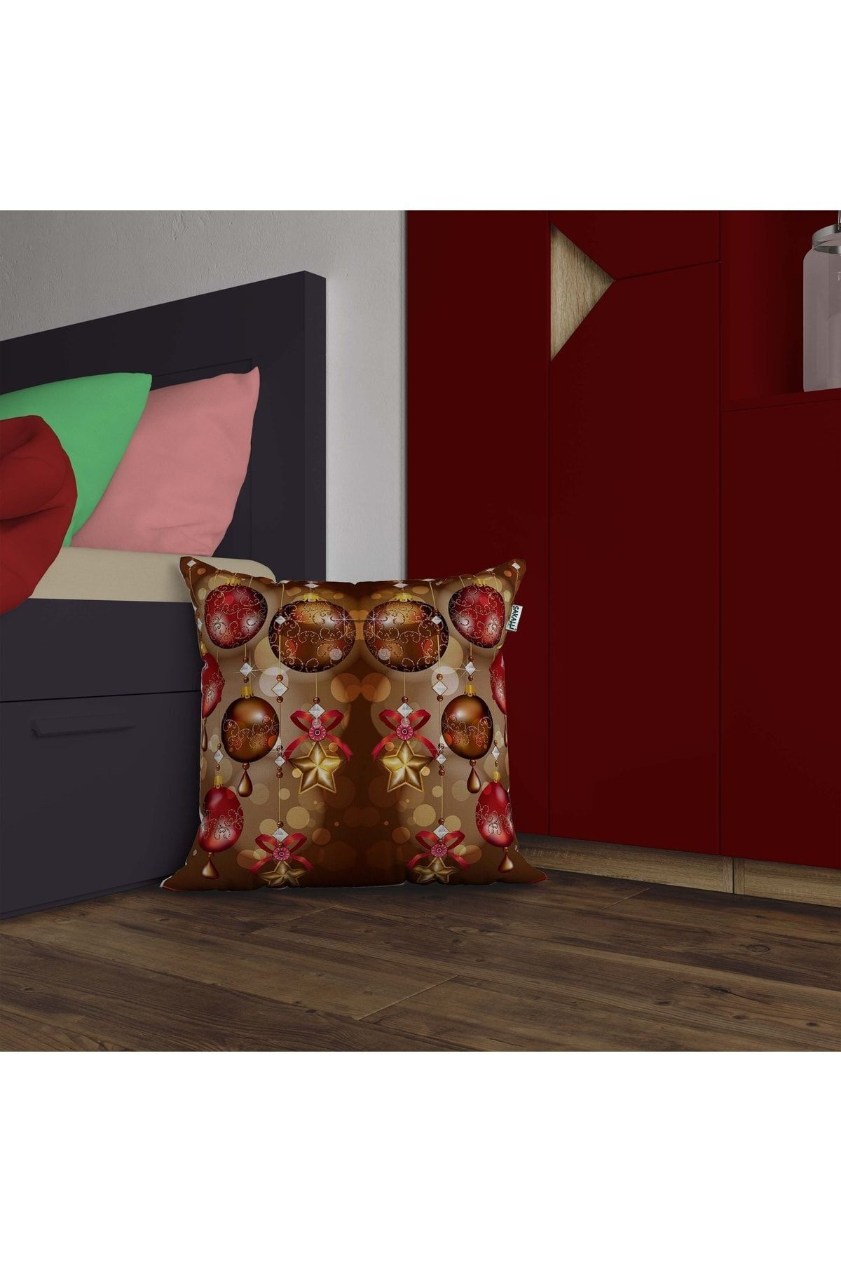 Yılbaşı Temalı 3d Baskılı Dekoratif Kırlent Kılıfı